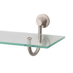 Étagère murale en verre trempé avec finition nickel satiné, rangement de salle de bain