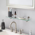Étagère murale en verre trempé avec finition nickel satiné, rangement de salle de bain