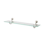 Étagère murale en verre trempé avec finition nickel satiné, rangement de salle de bain