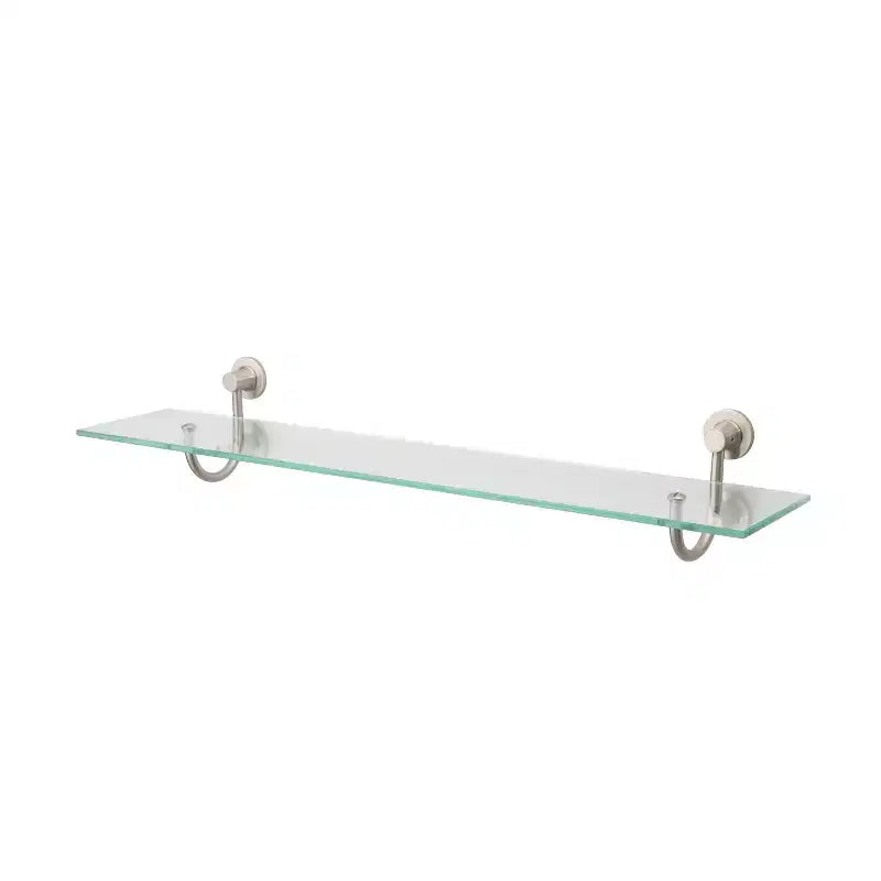 Étagère murale en verre trempé avec finition nickel satiné, rangement de salle de bain