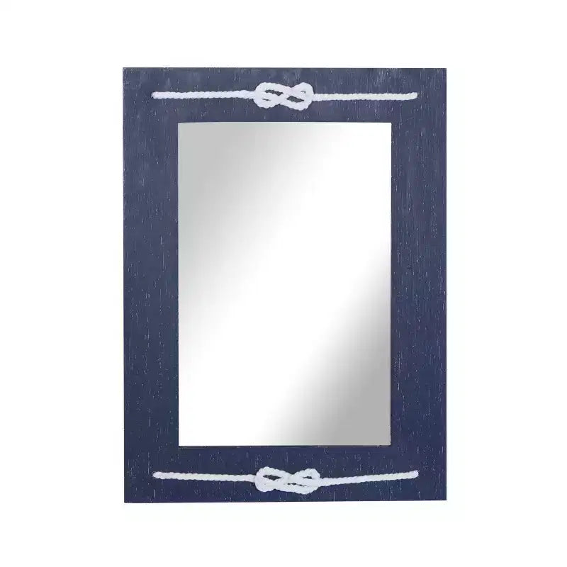 Wood Wall Mirror with Knot Detailing Blue - Olivia & May: Nautical Style, Rectangular, No Assembly Required