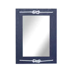 Wood Wall Mirror with Knot Detailing Blue - Olivia & May: Nautical Style, Rectangular, No Assembly Required