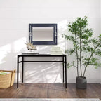 Miroir mural rectangulaire en bois bleu marine avec détails en nœud de corde, 22,9"x30,7"
