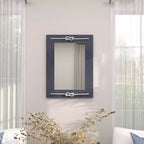 Miroir mural rectangulaire en bois bleu marine avec détails en nœud de corde, 22,9"x30,7"