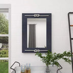 Miroir mural rectangulaire en bois bleu marine avec détails en nœud de corde, 22,9"x30,7"
