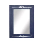 Miroir mural rectangulaire en bois bleu marine avec détails en nœud de corde, 22,9"x30,7"