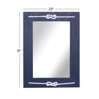 Miroir mural rectangulaire en bois bleu marine avec détails en nœud de corde, 22,9"x30,7"