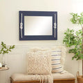 Miroir mural rectangulaire en bois bleu marine avec détails en nœud de corde, 22,9"x30,7"