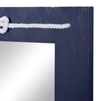 Miroir mural rectangulaire en bois bleu marine avec détails en nœud de corde, 22,9"x30,7"