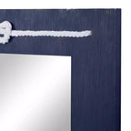 Miroir mural rectangulaire en bois bleu marine avec détails en nœud de corde, 22,9"x30,7"