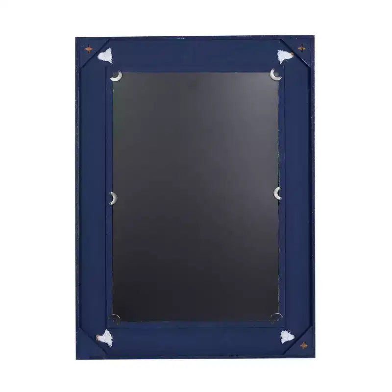 Miroir mural rectangulaire en bois bleu marine avec détails en nœud de corde, 22,9"x30,7"