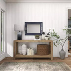 Miroir mural rectangulaire en bois bleu marine avec détails en nœud de corde, 22,9"x30,7"