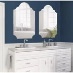 Miroir mural arche sans cadre 24"x36", bords biseautés, fixation murale, aucun assemblage requis