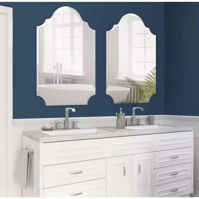Miroir mural arche sans cadre 24"x36", bords biseautés, fixation murale, aucun assemblage requis