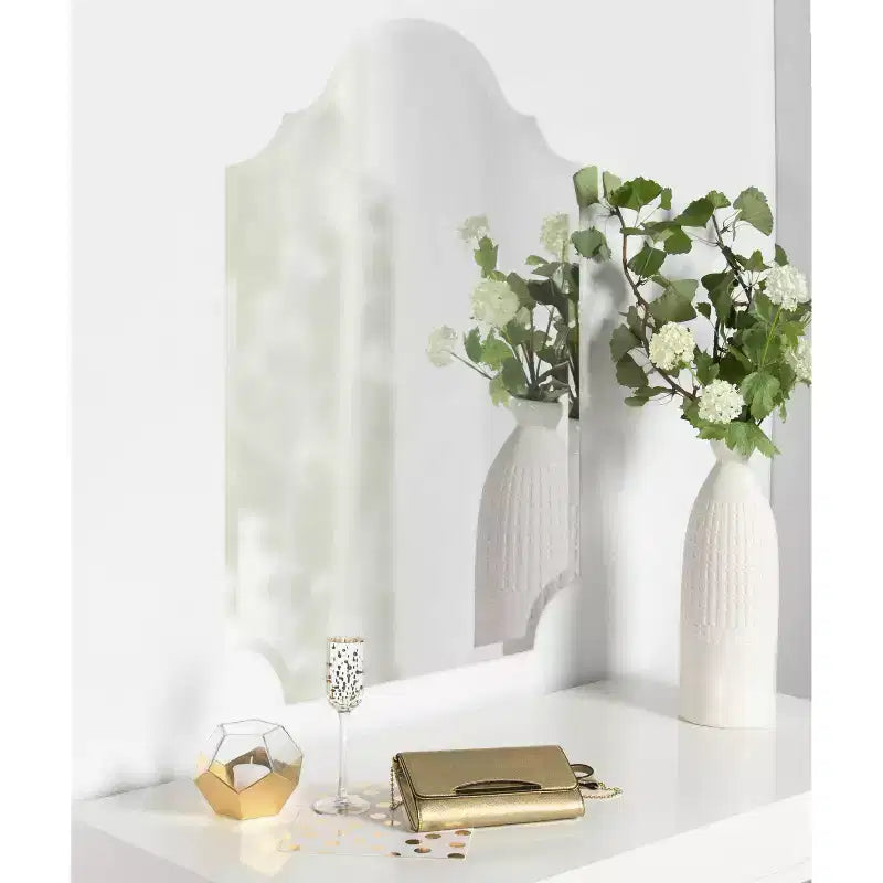 Miroir mural arche sans cadre 24"x36", bords biseautés, fixation murale, aucun assemblage requis