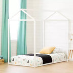 Sweedi House Kids' Bed Pure White - South Shore: Montessori Floor Bed, Toddler Canopy, Twin Size, Wood Frame