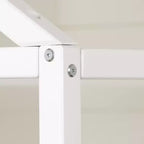 Lit de sol Montessori en forme de maison pour enfants, taille double, cadre en bois blanc avec auvent