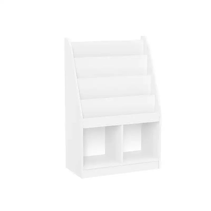 RiverRidge Kids' Toy Storage Organizer with 4 Bookracks and 2 Cubbies for Playroom and Reading Nook White: Toddler & Childrens Bookshelf