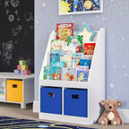 Meuble de rangement pour jouets d'enfants avec 4 étagères à livres et 2 casiers pour salle de jeux, blanc