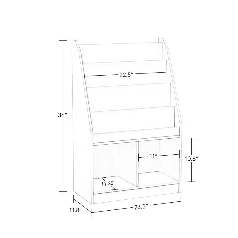 Meuble de rangement pour jouets d'enfants avec 4 étagères à livres et 2 casiers pour salle de jeux, blanc
