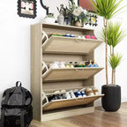 Étagère à Chaussures Rabattable Élégante Jaune Famapy avec Design en Rotin : Gain de Place et Ajustable