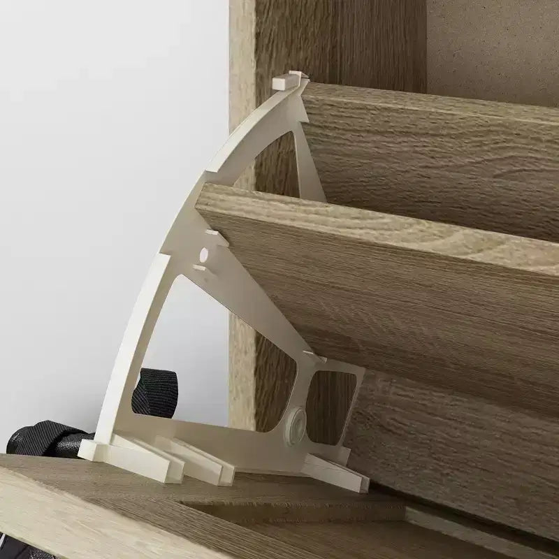 Étagère à Chaussures Rabattable Élégante Jaune Famapy avec Design en Rotin : Gain de Place et Ajustable