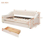 Lit de repos capitonné pour lit jumeau avec tiroirs de rangement et ports USB, capitonné