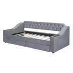 Lit de repos capitonné pour lit jumeau avec tiroirs de rangement et ports USB, capitonné