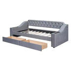Lit de repos capitonné pour lit jumeau avec tiroirs de rangement et ports USB, capitonné