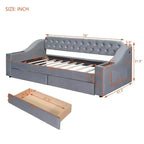 Lit de repos capitonné pour lit jumeau avec tiroirs de rangement et ports USB, capitonné