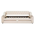 Lit de repos capitonné pour lit jumeau avec tiroirs de rangement et ports USB, capitonné