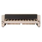 Lit de repos capitonné pour lit jumeau avec tiroirs de rangement et ports USB, capitonné
