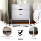 Commode en bois à 3 tiroirs pour enfants, commode pour chambre d'enfant