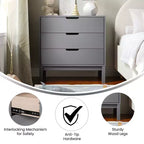 Commode en bois à 3 tiroirs pour enfants, commode pour chambre d'enfant