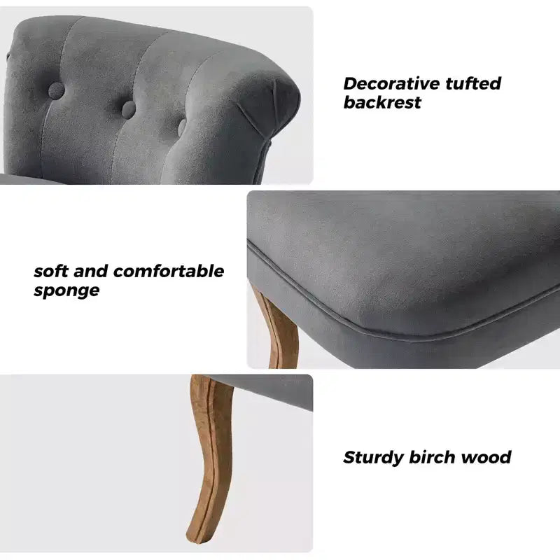 Fauteuil d'appoint moderne en velours avec accoudoirs, canapé simple pour salon, gris foncé