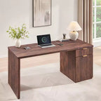 Bureau de direction à domicile cannelé en bois de 152 cm avec tiroir et armoire