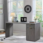 Bureau de direction à domicile cannelé en bois de 152 cm avec tiroir et armoire