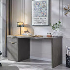 Bureau de direction à domicile cannelé en bois de 152 cm avec tiroir et armoire