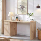 Bureau de direction à domicile cannelé en bois de 152 cm avec tiroir et armoire