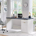Bureau de direction à domicile cannelé en bois de 152 cm avec tiroir et armoire