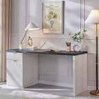Bureau de direction à domicile cannelé en bois de 152 cm avec tiroir et armoire