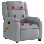 vidaXL Light Gray Fabric Massage Recliner Chair - Adjustable Vibrating Lounge Seating with Side Pocket and Sturdy Frame for Living Room/Office