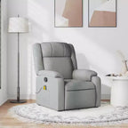 Fauteuil inclinable électrique en similicuir noir avec porte-gobelets et massage vibrant 6 points