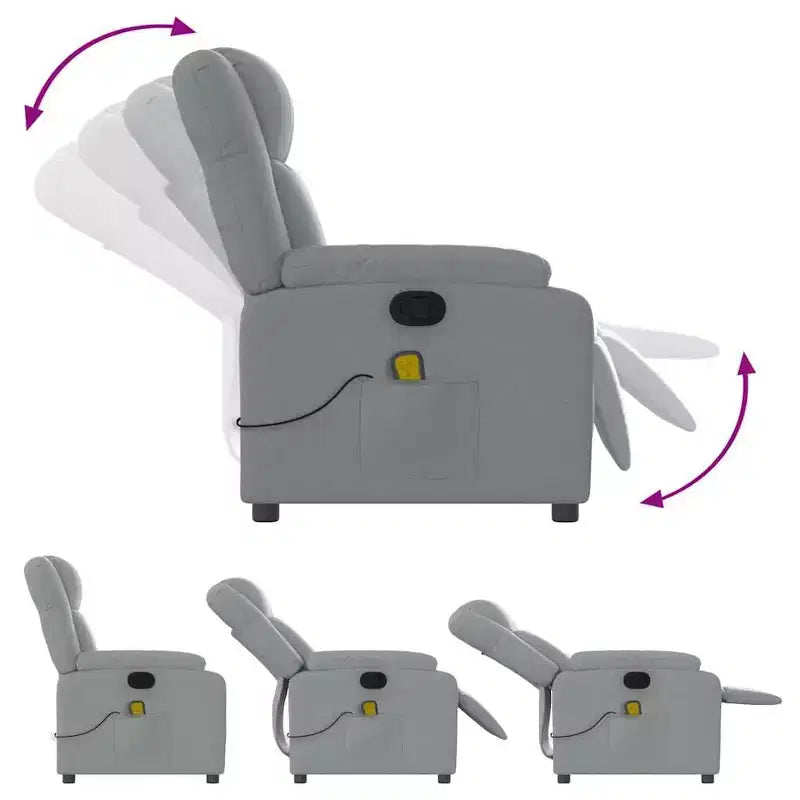 Fauteuil inclinable électrique en similicuir noir avec porte-gobelets et massage vibrant 6 points