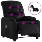 vidaXL Black Faux Leather Electric Recliner Chair - Motorized Lounge Seat with Cup Holders, Side Pocket, 6-Point Vibration Massage