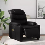 Fauteuil inclinable électrique en similicuir noir avec massage et porte-gobelets