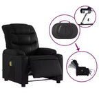 Fauteuil inclinable électrique en similicuir noir avec massage et porte-gobelets