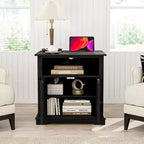 Table d'appoint de ferme 24" avec station de recharge, table d'appoint/de chevet en bois noir