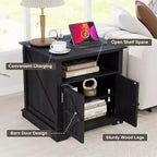 Table d'appoint de ferme 24" avec station de recharge, table d'appoint/de chevet en bois noir