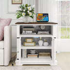 Table d'appoint de ferme 24" avec station de recharge, table d'appoint/de chevet en bois noir